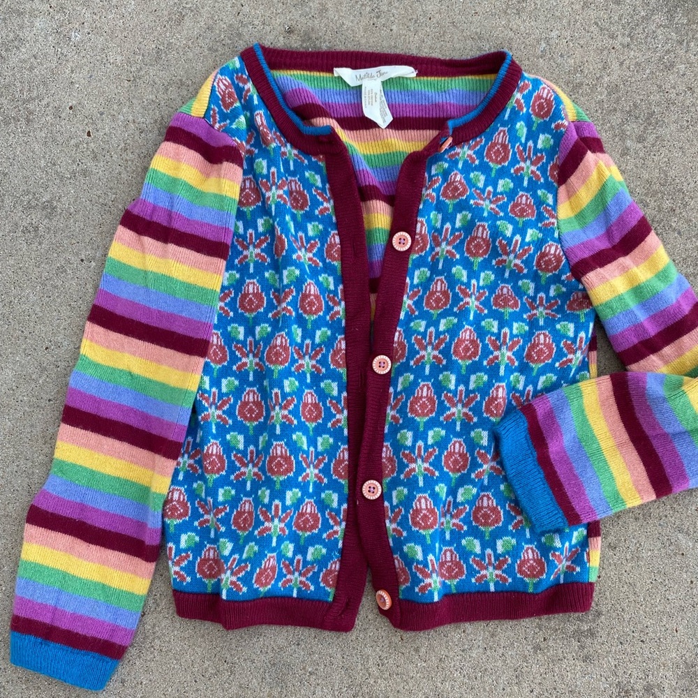 Matilda Jane End of the Rainbow Sweater Cardigan Size 6 Colorful Floral